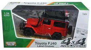 Toyota FJ40 Land Cruiser Red "4x4 Overlanders" Series 1/24 Diecast Model Car by Motormax