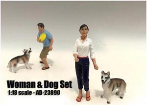 Woman and Dog 2 Piece Figure Set For 1:18 Scale Models by American Diorama