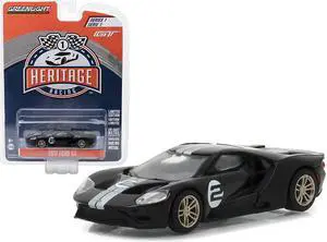 2017 Ford GT Black #2 - Tribute to 1966 Ford GT40 MK II #2 Racing Heritage Series 1 1/64 Diecast Model Car by Greenligh