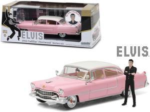 Elvis Presley's 1955 Pink Cadillac Fleetwood Series 60 with Elvis Presley Figurine 1/43 Diecast Model Car by Greenlight