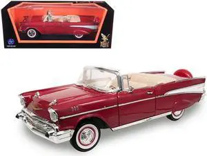 1957 Chevrolet Bel Air Convertible Red 1/18 Diecast Model Car by Road Signature