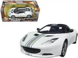 Lotus Evora S Matt White with Black Top and Gray Stripes "Satin Paint" Series 1/24 Diecast Model Car by Motormax