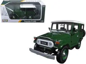 Toyota FJ40 Dark Green with White Top 1/24 Diecast Model Car by Motormax