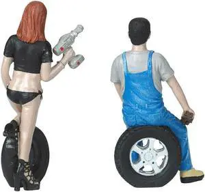 Michele and Derek Tire Brigade 2 piece Figurine Set 1/18 by Motorhead Miniatures