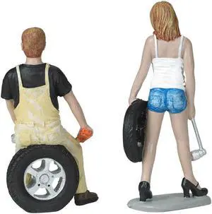 Meg and Derek Tire Brigade 2 piece Figurine Set 1/18 by Motorhead Miniatures