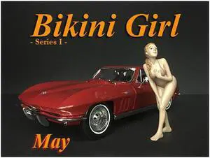 American Diorama 38169 May Bikini Calendar Girl Figure for 1 isto 18 Diecast Model Car