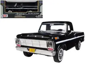 1969 Ford F-100 Pickup Truck Black 1/24 Diecast Model Car by Motormax