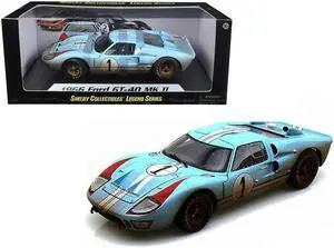 1966 Ford GT-40 MK II #1 Light Blue Miles - Hulme Le Mans (Dirty Version) 1/18 Diecast Model Car by Shelby Collectibles