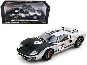 1966 Ford GT-40 MK II #7 Silver 1/18 Diecast Model Car by Shelby Collectibles