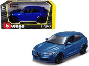Alfa Romeo Stelvio Quadrifoglio Blue 1/24 Diecast Model Car by Bburago