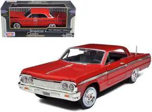 1964 Chevrolet Impala Red 1/24 Diecast Model Car by Motormax