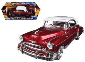 1950 Chevrolet Bel Air Metallic Dark Red Custom 1/18 Diecast Car Model by Motormax