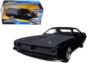 Letty's Plymouth Barracuda Matt Black Fast & Furious 7" Movie 1/24 Diecast Model Car by Jada"