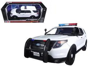 2015 Ford PI Utility Interceptor Police Car with Light Bar Plain White 1/18 Diecast Model Car by Motormax