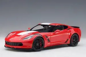 2017 Chevrolet Corvette C7 Grand Sport Red with White Stripe and Black Fender Hash Marks 1/18 Model Car by Autoart