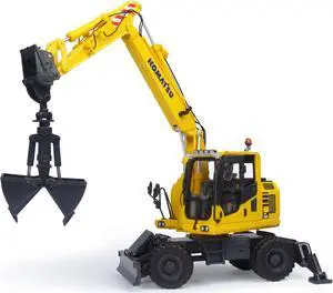 Komatsu PW148-10 Wheeled Excavator with Clamshell Bucket 1/50 Diecast Model by Universal Hobbies