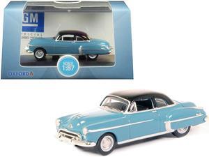 1950 Oldsmobile Rocket 88 Coupe Crest Blue with Black Top 1/87 (HO) Scale Diecast Model Car by Oxford Diecast