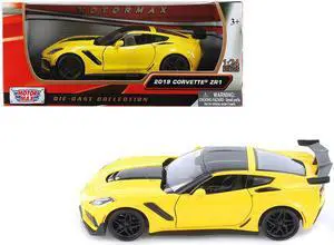 2019 Chevrolet Corvette ZR1 Yellow with Black Accents 1/24 Diecast Model Car by Motormax
