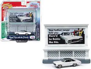 1967 Buick GS 400 White with "Buick" City Billboard "Johnny Lightning 50th Anniv." 1/64 Diecast Car by Johnny Lightning