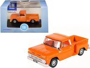 1965 Chevrolet C10 Stepside Pickup Truck Orange 1/87 (HO) Scale Diecast Model Car by Oxford Diecast