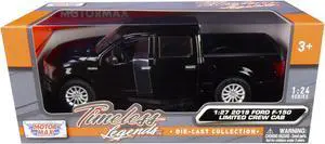 2019 Ford F-150 Limited Crew Cab Pickup Truck Black 1/24-1/27 Diecast Model Car by Motormax