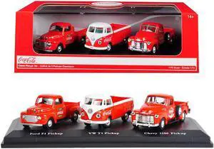 "Classic Pickups" Gift Set of 3 Pickup Trucks "Coca Cola" 1/72 Diecast Model Cars by Motorcity Classics