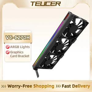 TEUCER VC-C270H Computer Graphics Card Bracket ARGB 5V 3Pin Addressable Headers GPU Silent Cooling Fan for Most Graphics Cards