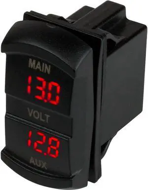 Sea-Dog Dual Volt Meter Rock Switch 10V-48VDC