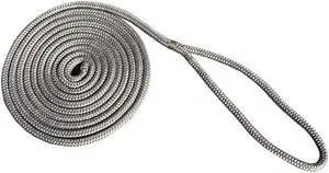 New England Rope 3/4" x 25' Nylon Double Braid Dock Line - Grey