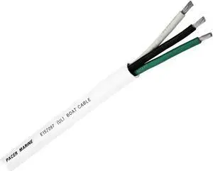Pacer Round 3 Conductor Cable - 100' - 16/3 AWG - Black, Green & White