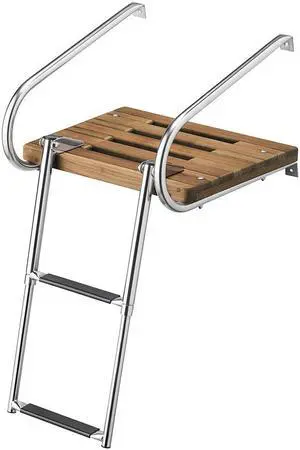 Whitecap Teak Swim Platform w/2-Step Telescoping Ladder f/Boats w/Inboard/Outboard Motors