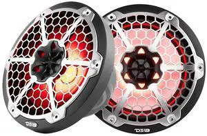 DS18 New Edition HYDRO 8" 2-Way Marine Speakers w/RGB LED Lighting 375W - Black