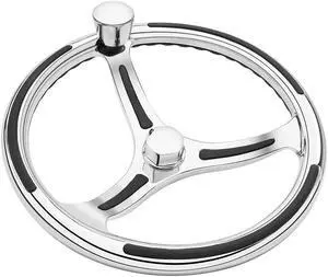 Schmitt Marine Primus Model 740 - 13.5" Wheel w/Knob & Finger Grip - 3/4" Tapered Shaft w/Faux Nut - 1/2" & 3/4" Adapters