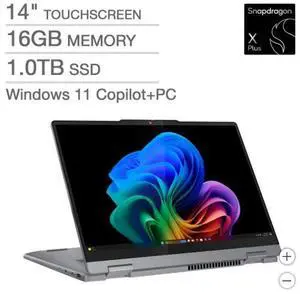 Lenovo Ideapad 5x 14" 2-in-1 Touchscreen Laptop - Qualcomm Snapdragon X Plus - OLED (1920 x 1200) - Windows 11 Copilot+ PC - 16GB RAM 1TB SSD
