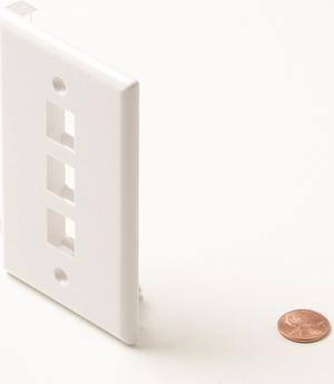 Steren 310-203WH Standard Keystone 3-Port Wall Plate, White