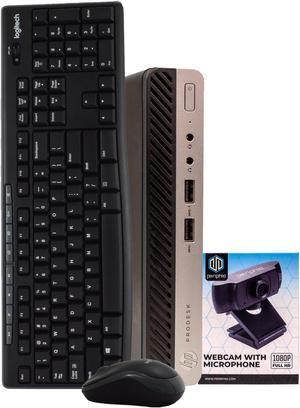 HP ProDesk 400G3 Micro Desktop Computer PC, Intel Quad Core i5 7th Gen, 8GB RAM, 256 GB SSD, Windows 10 Pro, New  Webcam, Wireless Keyboard & Mouse, Wi-Fi (Renewed)