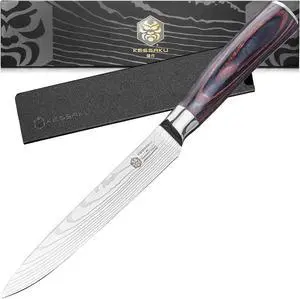Kessaku 5.5-Inch Utility Knife - Samurai Series - Forged High Carbon 7Cr17MoV Stainless Steel - Pakkawood Handle with Blade Guard