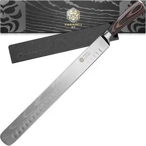 Kessaku 12-Inch Slicing Carving Knife - Samurai Series - Granton Edge - Forged High Carbon 7Cr17MoV Stainless Steel - Pakkawood Handle with Blade Guard