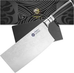 Kessaku Meat Cleaver Butcher Knife - 7 inch - Ronin Series - Heavy Duty - Razor Sharp - Forged 7Cr17MoV High Carbon Stainless Steel - Wood Handle with Blade Guard Kessaku Meat Cleaver Butcher Knife - 7 inch - Ronin Series - Heavy Duty - Razor Sharp - Forged 7Cr17MoV High Carbon Stainless Steel - Wood Handle with Blade Guard