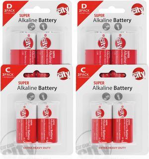 Essential Circuit City 4 C-Cell & 4 D-Cell High Performance Alkaline Batteries  (8 Total)