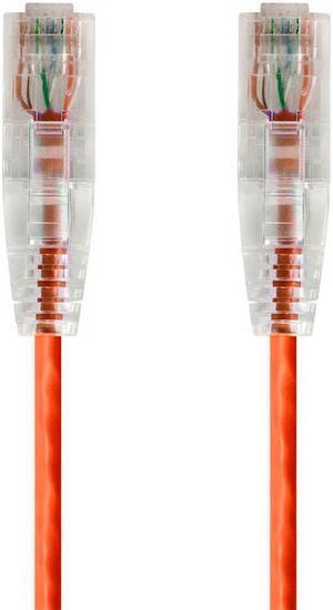 Monoprice Cat6 Ethernet Patch Cable - 10 feet - Orange, Snagless RJ45 Stranded 550MHz UTP CMR Riser Rated Pure Bare Copper Wire 28AWG - SlimRun Series