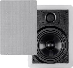 Monoprice 2-Way Polypropylene In-Wall Speakers - 6.5 Inch (Pair) With Paintable Grille - Aria Series