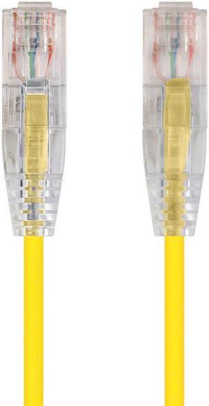 Monoprice Cat6 Ethernet Patch Cable - 0.5ft - Yellow, Snagless RJ45 Stranded 550MHz UTP CMR Riser Rated Pure Bare Copper Wire 28AWG - SlimRun Series