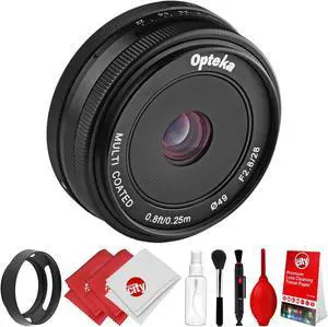 Opteka 28mm f/2.8 HD MC Manual Focus Prime Lens with Vented Hood and Cleaning Kit for Olympus Micro 4/3 Mount Digital Cameras