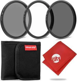 Circuit City Professional Digital Photography Filter Kit (UV, CPL, ND4) for Camera Lens with 67MM Filter Thread & Filter Pouch Bundle with Circuit City Premium Microfiber Cleaning Cloth