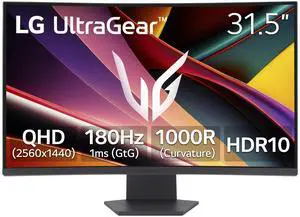 LG Ultragear 32G60WA-B 32" QHD 180Hz Curved Gaming Monitor, Black