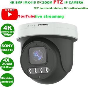 15X ZOOM 4K 8MP 30fps YouTube live streaming human auto trackingPTZ IP Camera RTMP Hikvision protocol 256SD TF card 30M IR (Not SD card)