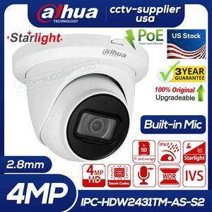 DH Original IPC-HDW2431TM-AS-S2 4MP POE Built in MIC Starlight IP Camera 2.8/3.6mm Black 2.8mm Lens