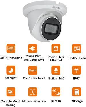 DH Starlight 4MP Built-in Mic IVS IR WDR IPC-HDW2431TM-AS-S2 POE IP Camera 2.8/3.6mm