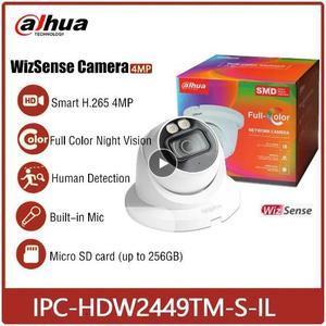 DH IPC-HDW2449TM-S-IL 4MP Smart Full-color Dual Light IR 30M Built-in Mic SMD Plus Eyeball WizSense Network IP Camera White 3.6mm Lens